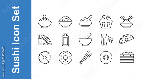 Sushi icon set with vector collections. 