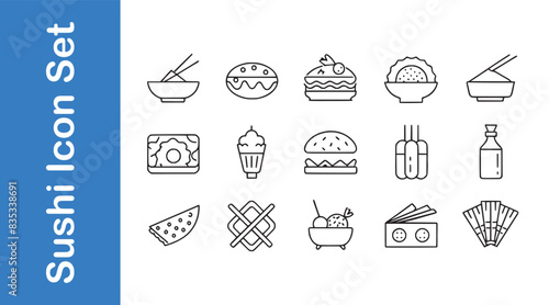 Sushi icon set with vector collections. 