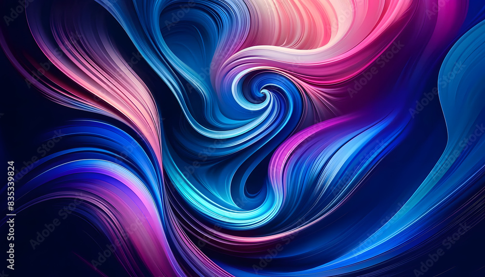 Obraz premium Vibrant Abstract Fluid Art: Dynamic Swirls of Blue and Pink Colors