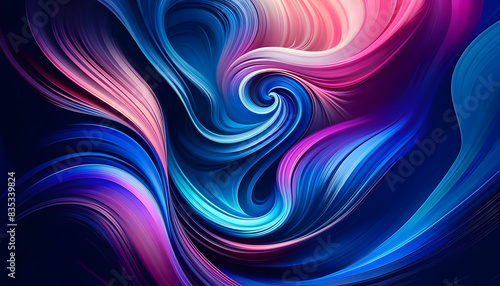 Vibrant Abstract Fluid Art: Dynamic Swirls of Blue and Pink Colors © DesignByGade