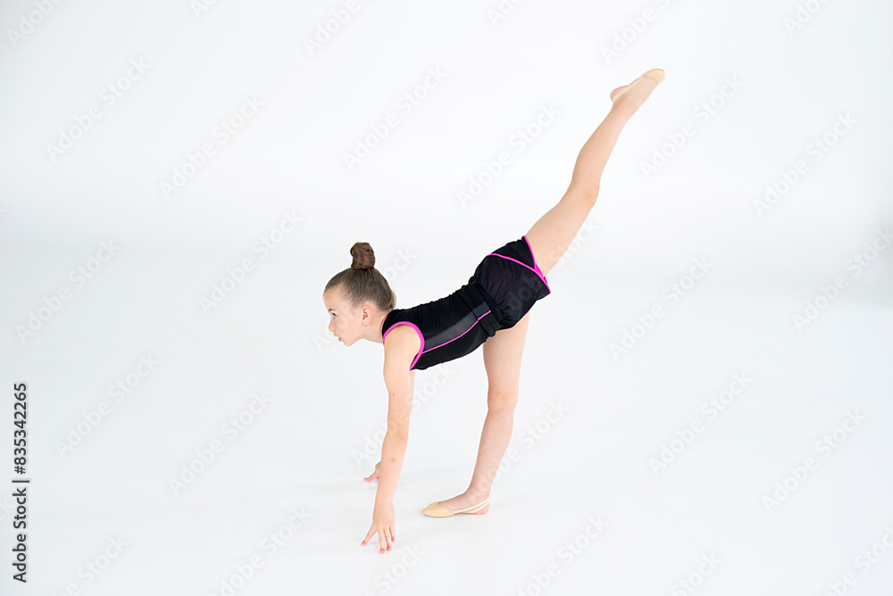 little gymnast athlete girl doing exercise little gymnast athlete girl doing exercise