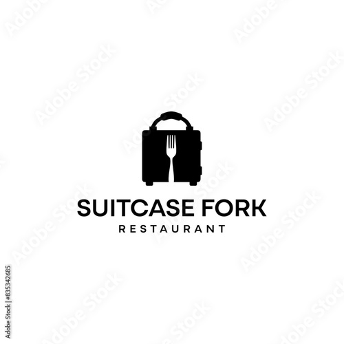 Fork Suitcase Design for Symbol Restaurant Hotel. Travel Agency logo