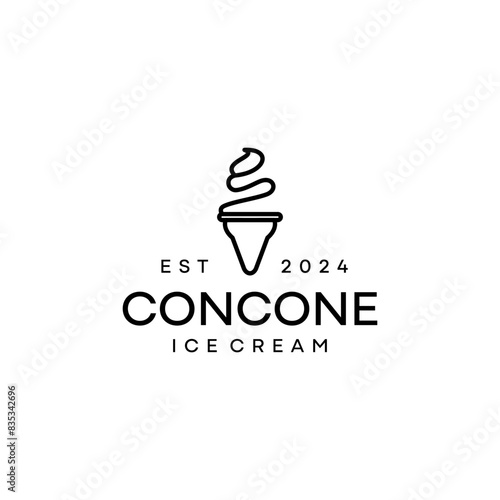 Logo Design for Ice Cream Cone with Wafer for Bars and Restaurants