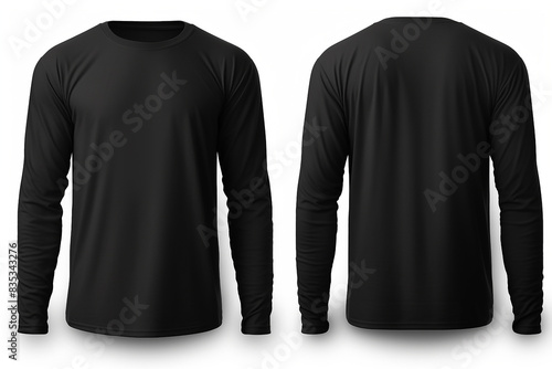 Blank black long sleve t-shirt mock_up template front photo
