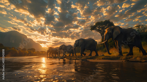 Elephant family in the wild