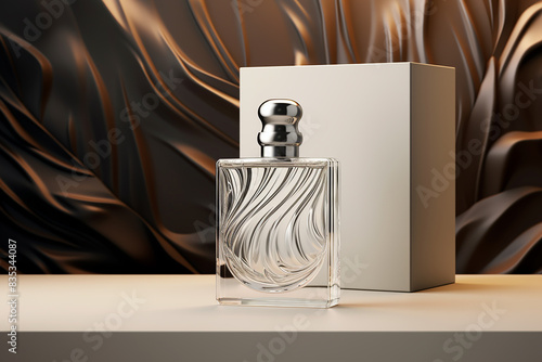 Blank perfume bottle in hard box for branding 3d render photo