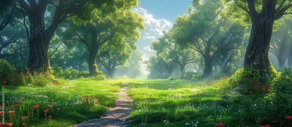 Beautiful view of green wood forest in summer Beautiful view of green wood forest in summer