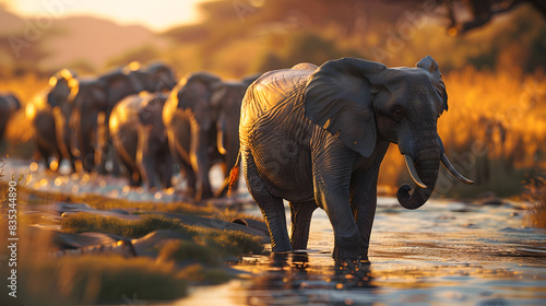 Elephant family in the wild