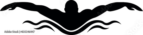 Swimming logo concept, A Swimmer Swimming on the water logo vector art illustration, 