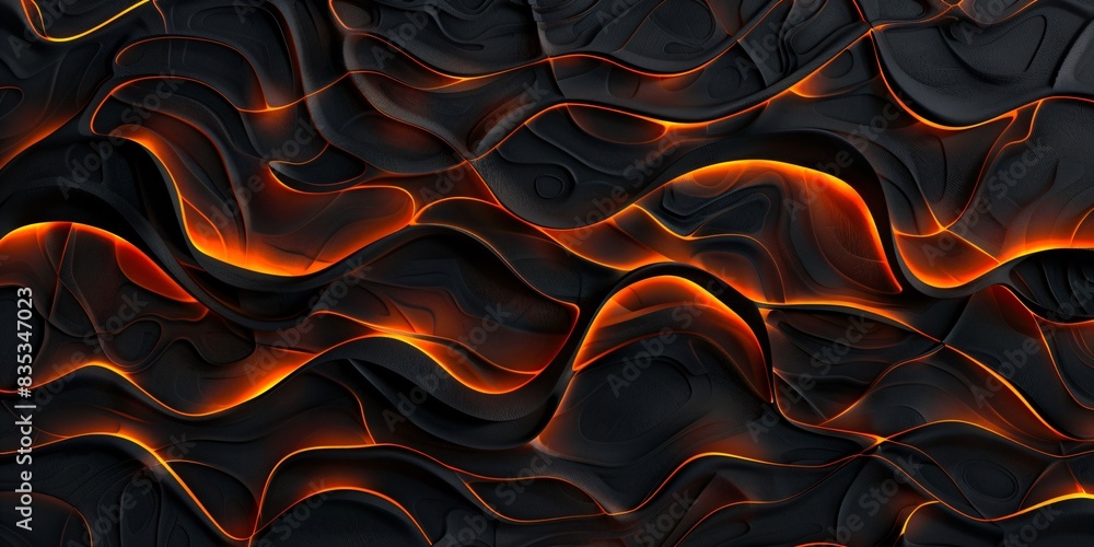 Obraz premium black wallpaper design with abstract wave lines