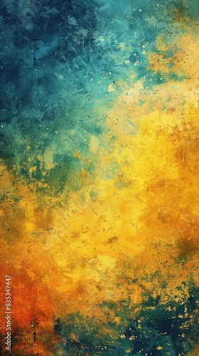 a world of creativity with a vibrant abstract grunge texture background blending warm yellows and cool blues.