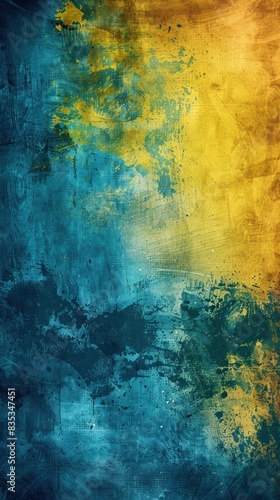 a world of creativity with a vibrant abstract grunge texture background combining rich yellows and cool blues.