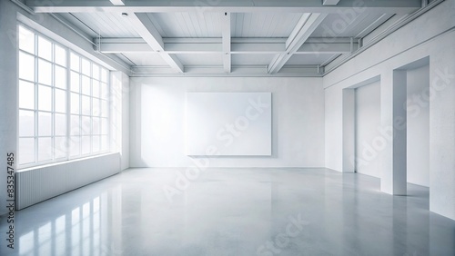 White room with blank white canvas mockup for generative AI  white  room  blank canvas  mockup  generative AI  blank  canvas  art  design  minimalist  empty  interior  space  creativity