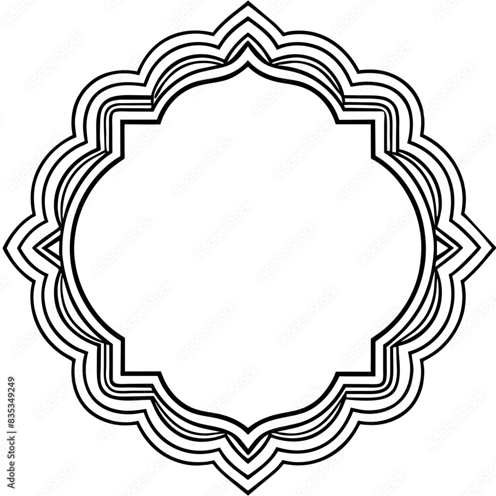 Intricate Geometric Mandala Frame Vector with Layered Design Intricate Geometric Mandala Frame Vector with Layered Design