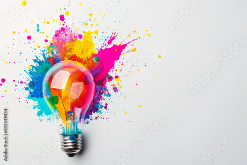 Colorful Creative idea concept with lightbulb made from colorful paint