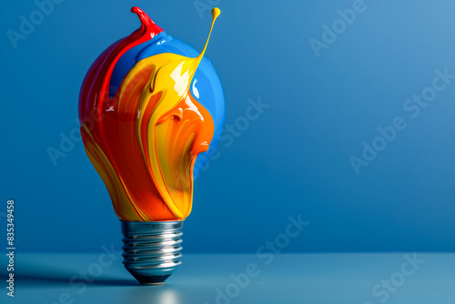 Colorful Creative idea concept with lightbulb made from colorful paint
