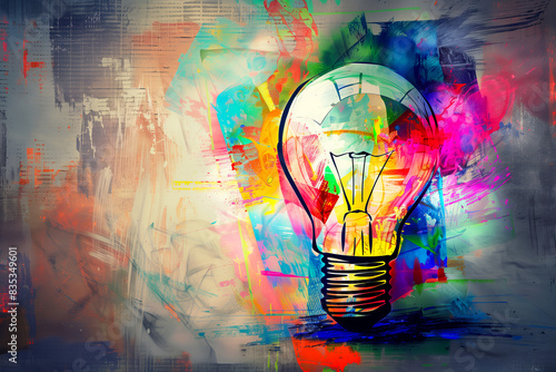 Colorful Creative idea concept with lightbulb made from colorful paint
