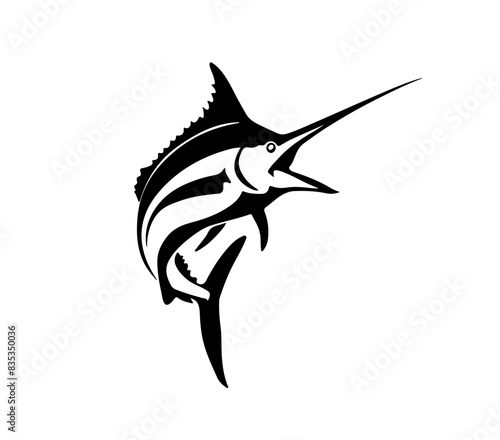 Marlin Fish Jump Hand Drawn Illustration Isolated