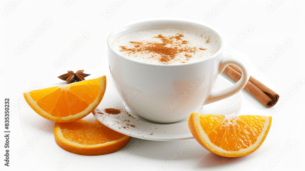Orange latte on isolated white background Orange latte on isolated white background