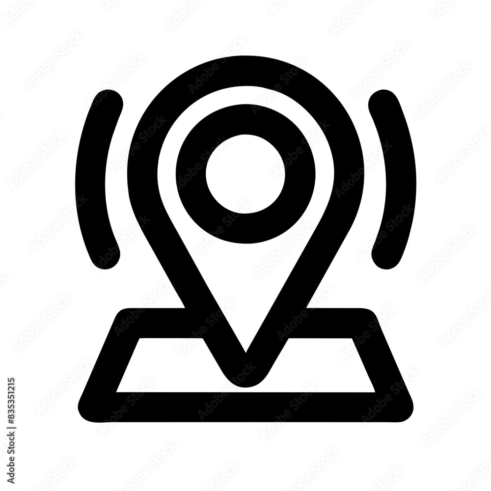 Vector location pin icon with signal waves for GPS and navigation services Vector location pin icon with signal waves for GPS and navigation services