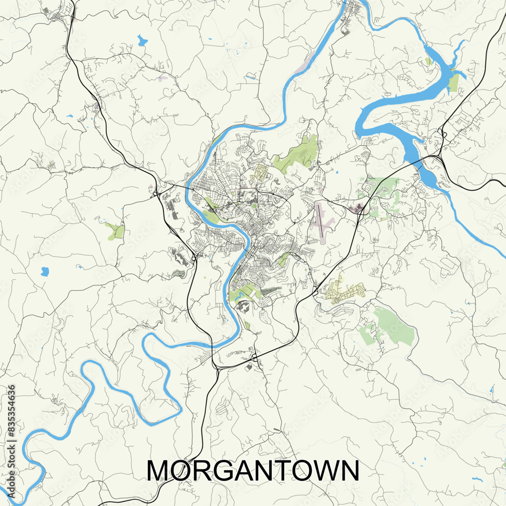 Morgantown, West Virginia, United States map poster art