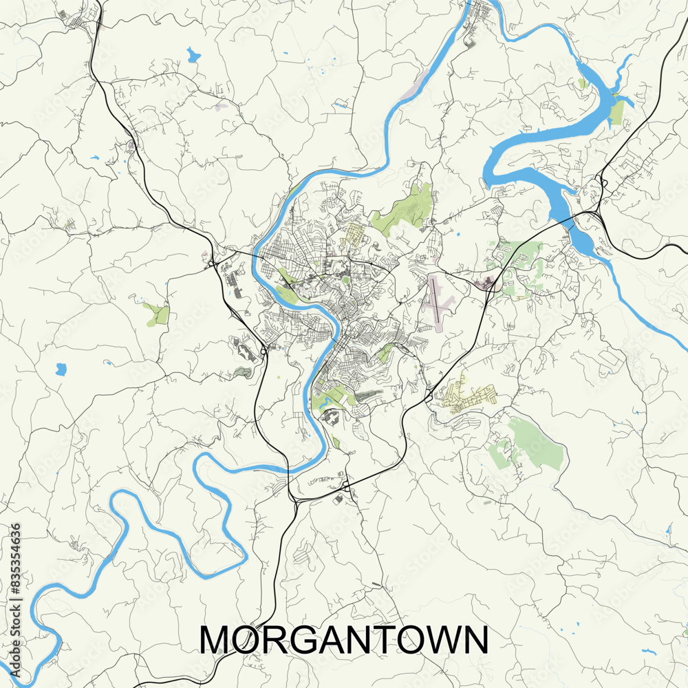 Obraz premium Morgantown, West Virginia, United States map poster art