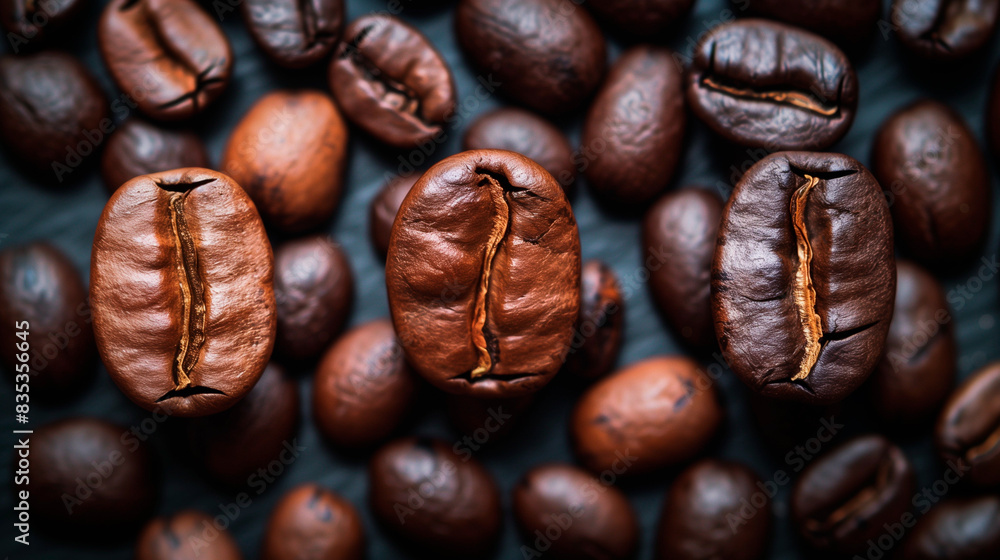 Obraz premium three different roast levels of coffee beans light, medium, and dark roast