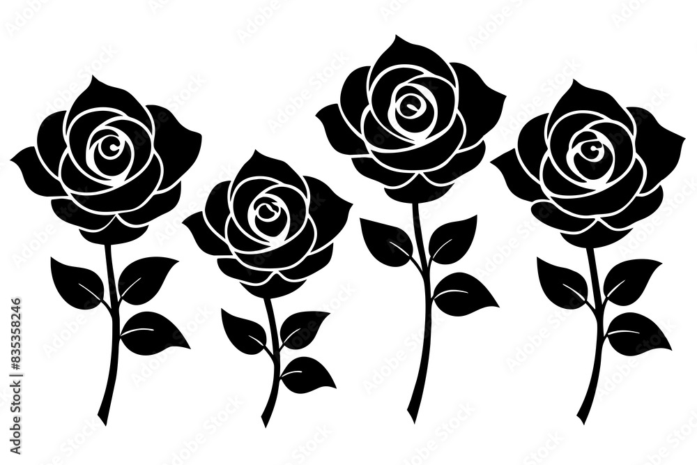 rose flower set silhouette vector illustration rose flower set silhouette vector illustration