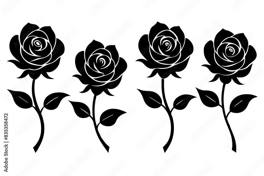 rose flower set silhouette vector illustration rose flower set silhouette vector illustration