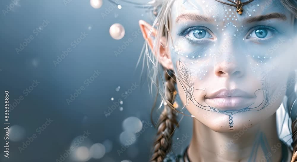 Portrait of an Elf Shaman Woman in Viking-Inspired Attire. Concept Fantasy Portrait, Viking Theme, Elf Shaman, Woman Portrait, Costume Photography Portrait of an Elf Shaman Woman in Viking-Inspired Attire. Concept Fantasy Portrait, Viking Theme, Elf Shaman, Woman Portrait, Costume Photography