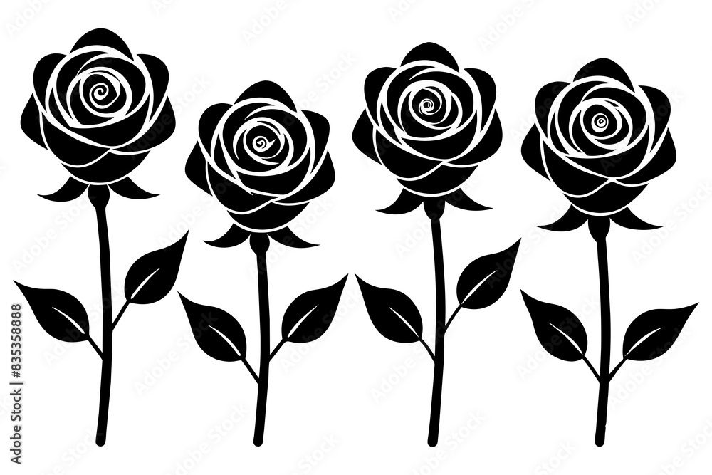 rose flower set silhouette vector illustration rose flower set silhouette vector illustration
