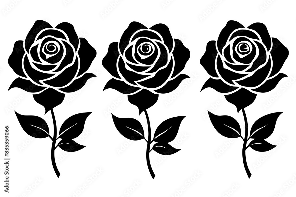 rose flower set silhouette vector illustration rose flower set silhouette vector illustration