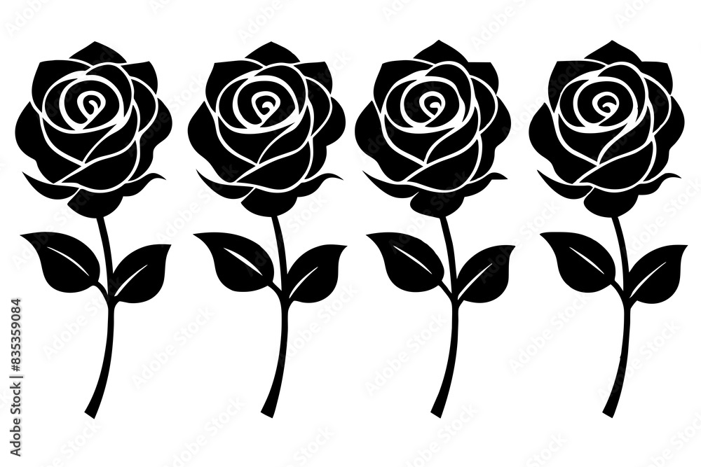 rose flower set silhouette vector illustration rose flower set silhouette vector illustration