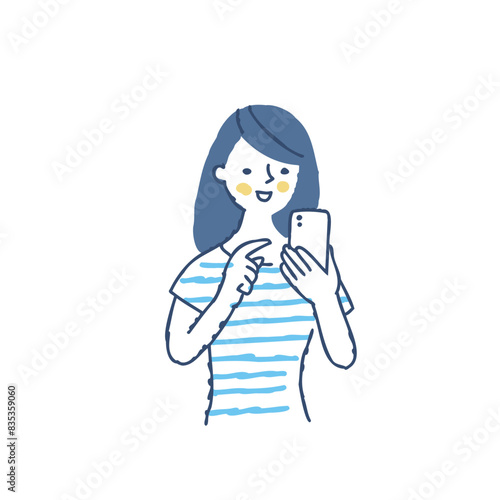 スマートフォンを操作している若い女性