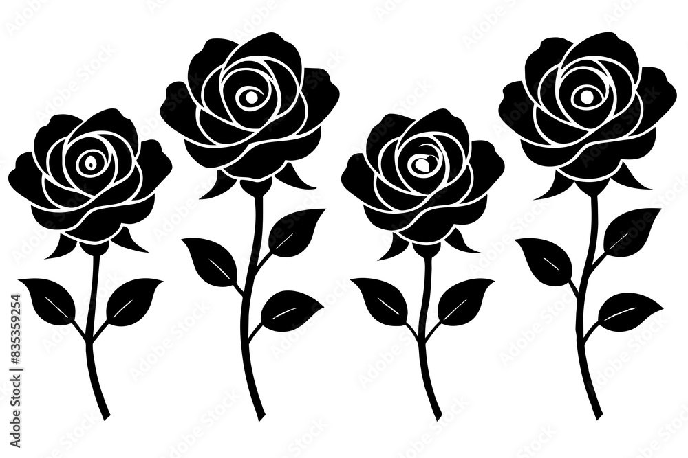 rose flower set silhouette vector illustration rose flower set silhouette vector illustration