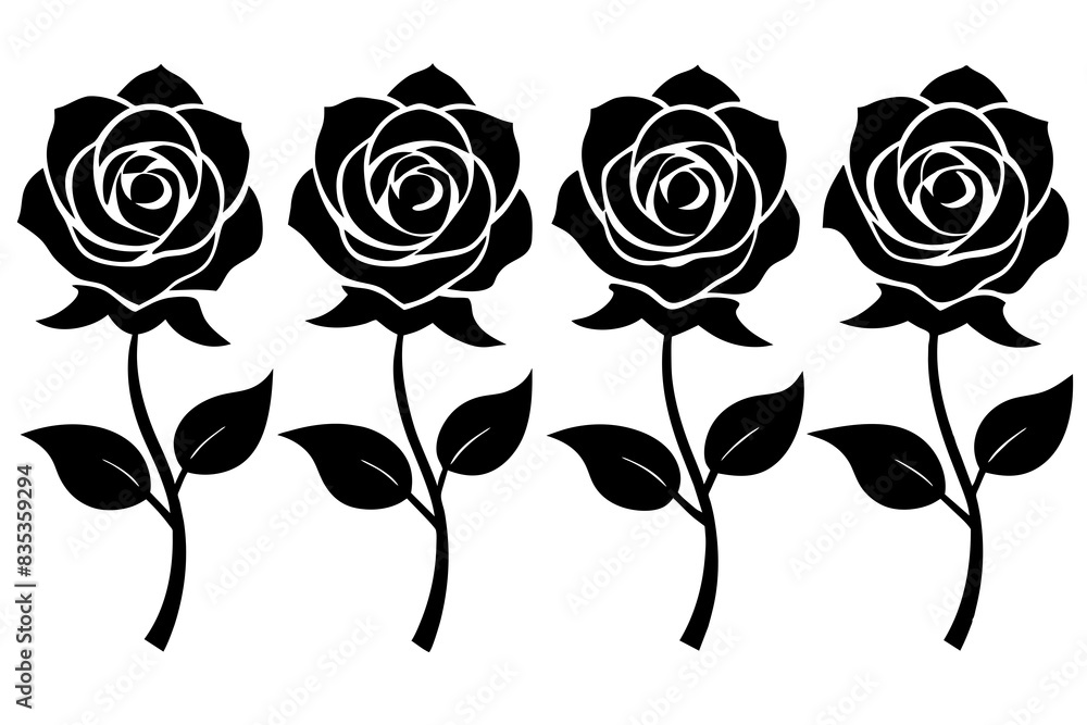 rose flower set silhouette vector illustration rose flower set silhouette vector illustration