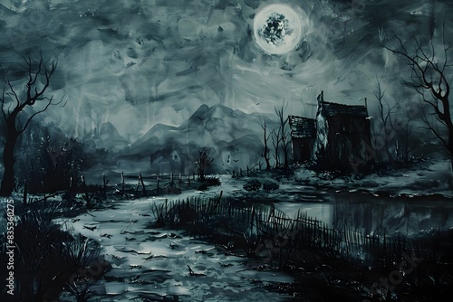 of a Horror Villain in a Dark Landscape photo