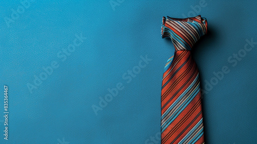 top view of necktie isolated on the solid background with copy space.