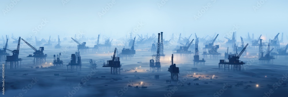 Obraz premium Pumpjack in oil field drilling to extract oil and natural gas out from ground.