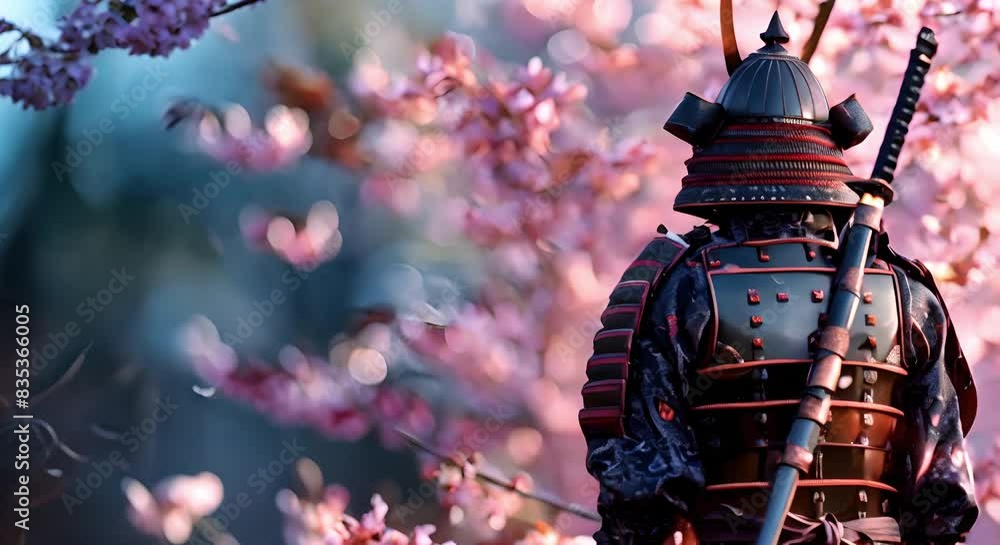 traditional-samurai-warrior-stands-tall-in-armor-with-sword-against
