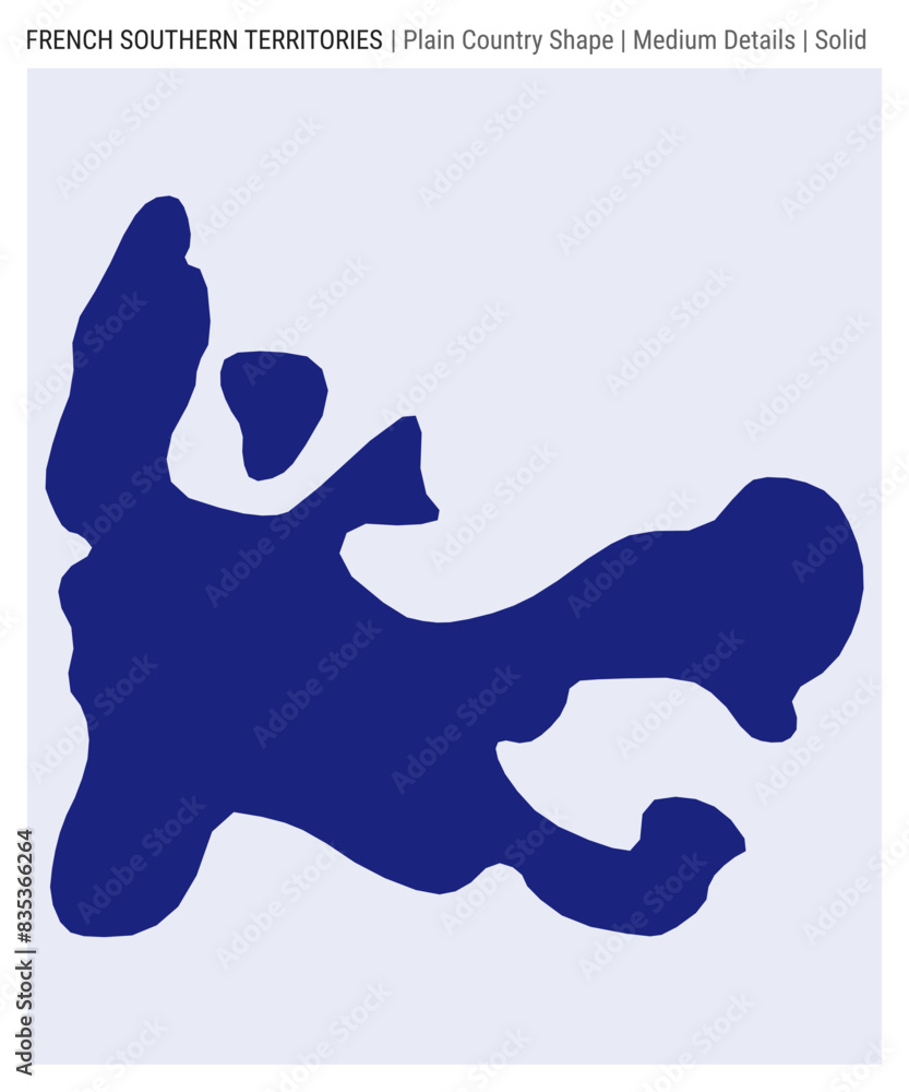 TAAF plain country map. Medium details. Solid style. Shape of TAAF. Vector illustration. TAAF plain country map. Medium details. Solid style. Shape of TAAF. Vector illustration.