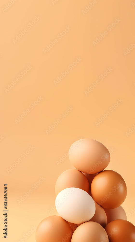 A pile of eggs on an orange background A pile of eggs on an orange background