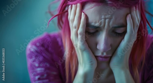 Individual Exhibiting Burnout Symptoms, Acute Stress Response, and Possible Mental Health Crisis. Concept Burnout Symptoms, Acute Stress Response, Mental Health Crisis, Individual Well-being