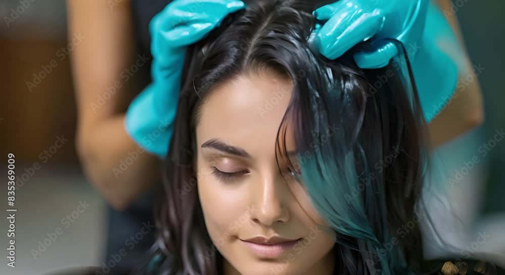 Stunning woman with long black hair receiving treatment at a cosmetic salon. Concept Beauty Salon Treatments, Long Hair Care, Cosmetic Procedures, Women's Wellness, Hair Transformation Stunning woman with long black hair receiving treatment at a cosmetic salon. Concept Beauty Salon Treatments, Long Hair Care, Cosmetic Procedures, Women's Wellness, Hair Transformation