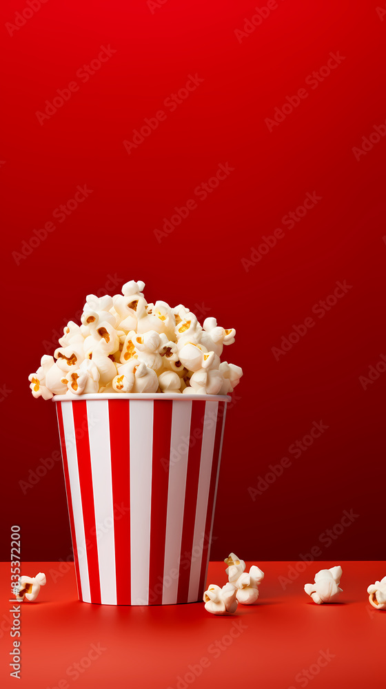 Striped bucket full of popcorn Striped bucket full of popcorn