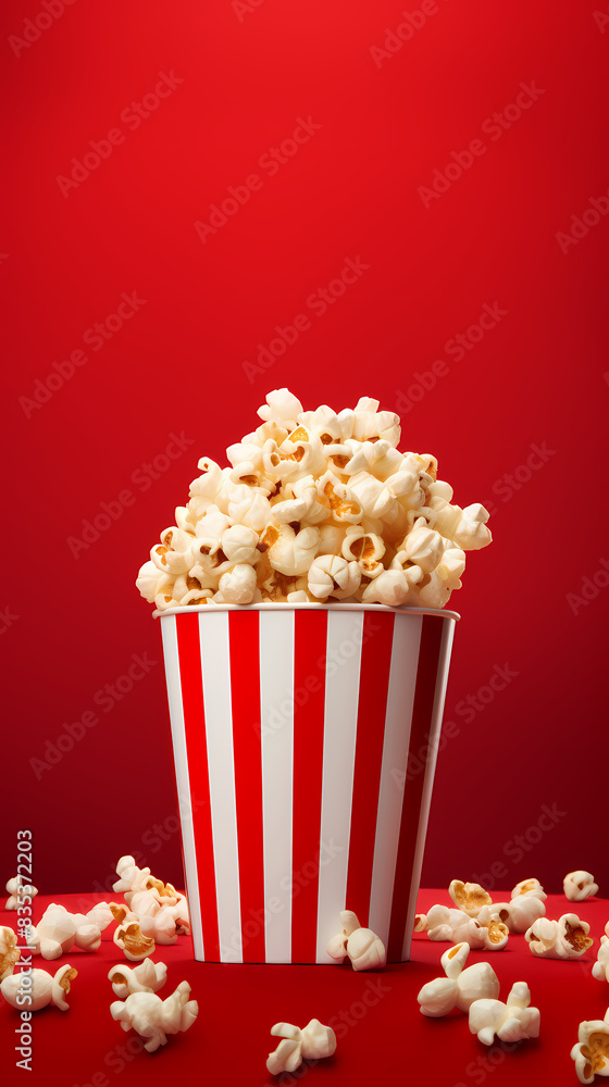 Striped bucket full of popcorn Striped bucket full of popcorn