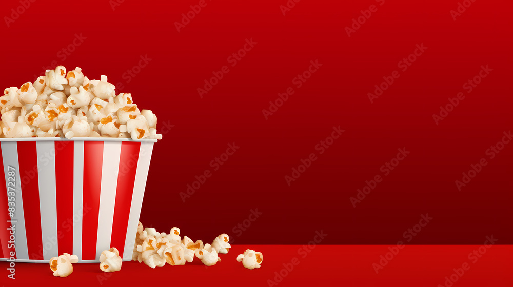 Striped bucket full of popcorn Striped bucket full of popcorn