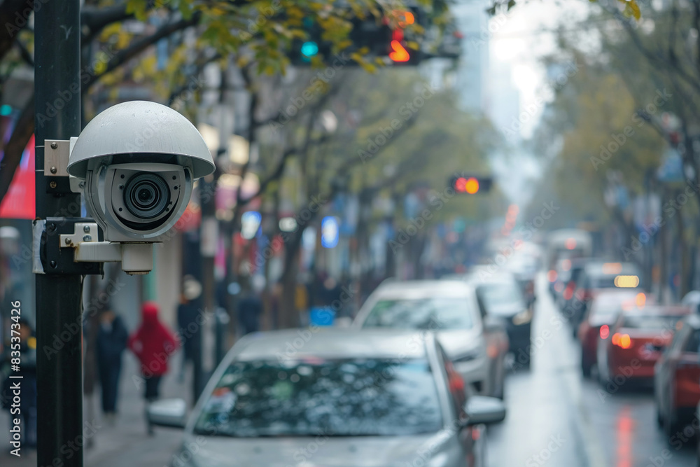Obraz premium cctv camera. Traffic video surveillance systems (CCTV) on the road in the city.