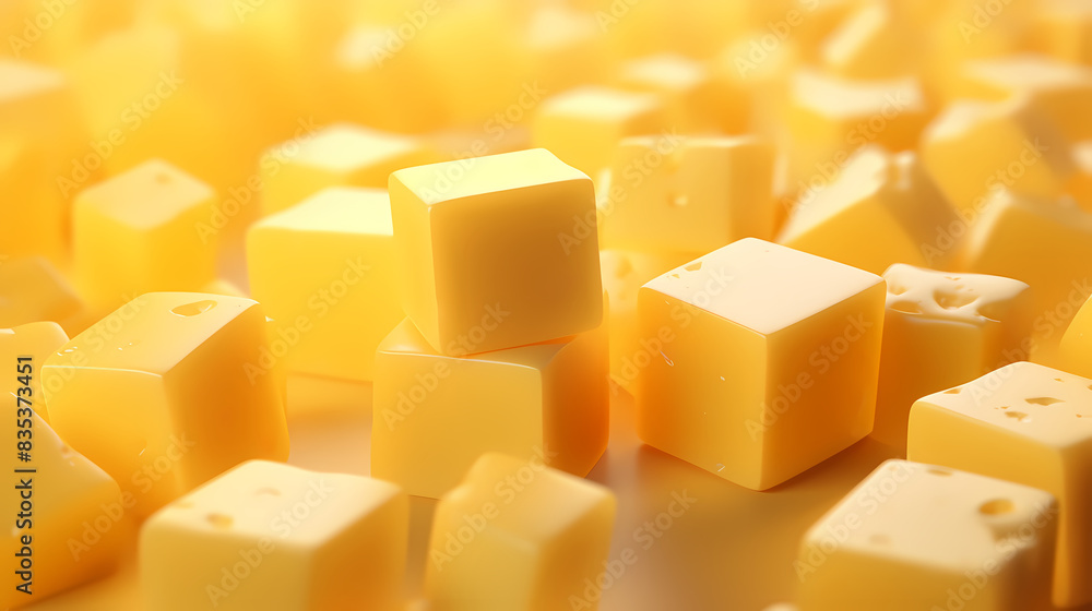 A pile of cheese cubes