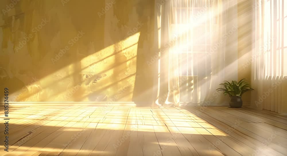Sunlight casting shadows on beige wall with curtains: D render. Concept Home Decor, Interior Design, Natural Lighting, Textiles, 3D Rendering Sunlight casting shadows on beige wall with curtains: D render. Concept Home Decor, Interior Design, Natural Lighting, Textiles, 3D Rendering
